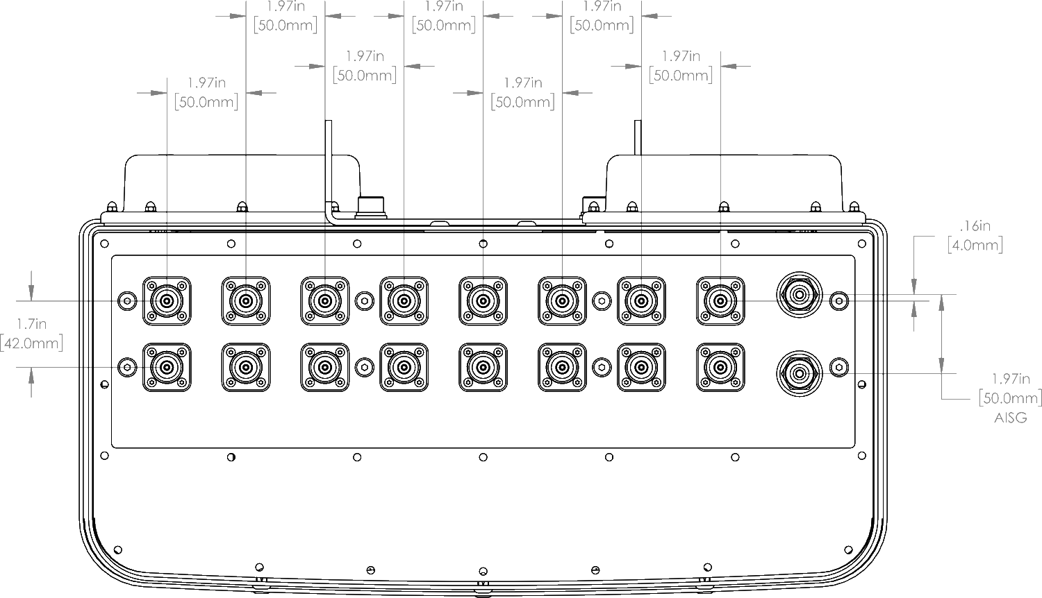 PI 16HBSARBWW7NA Connector Spacing