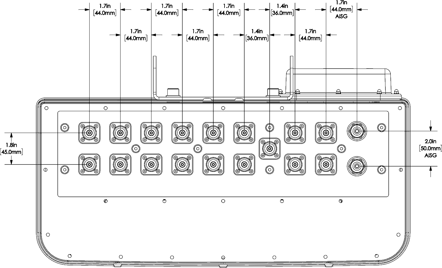 PI 8HBFR4BUH4NA Connector Spacing