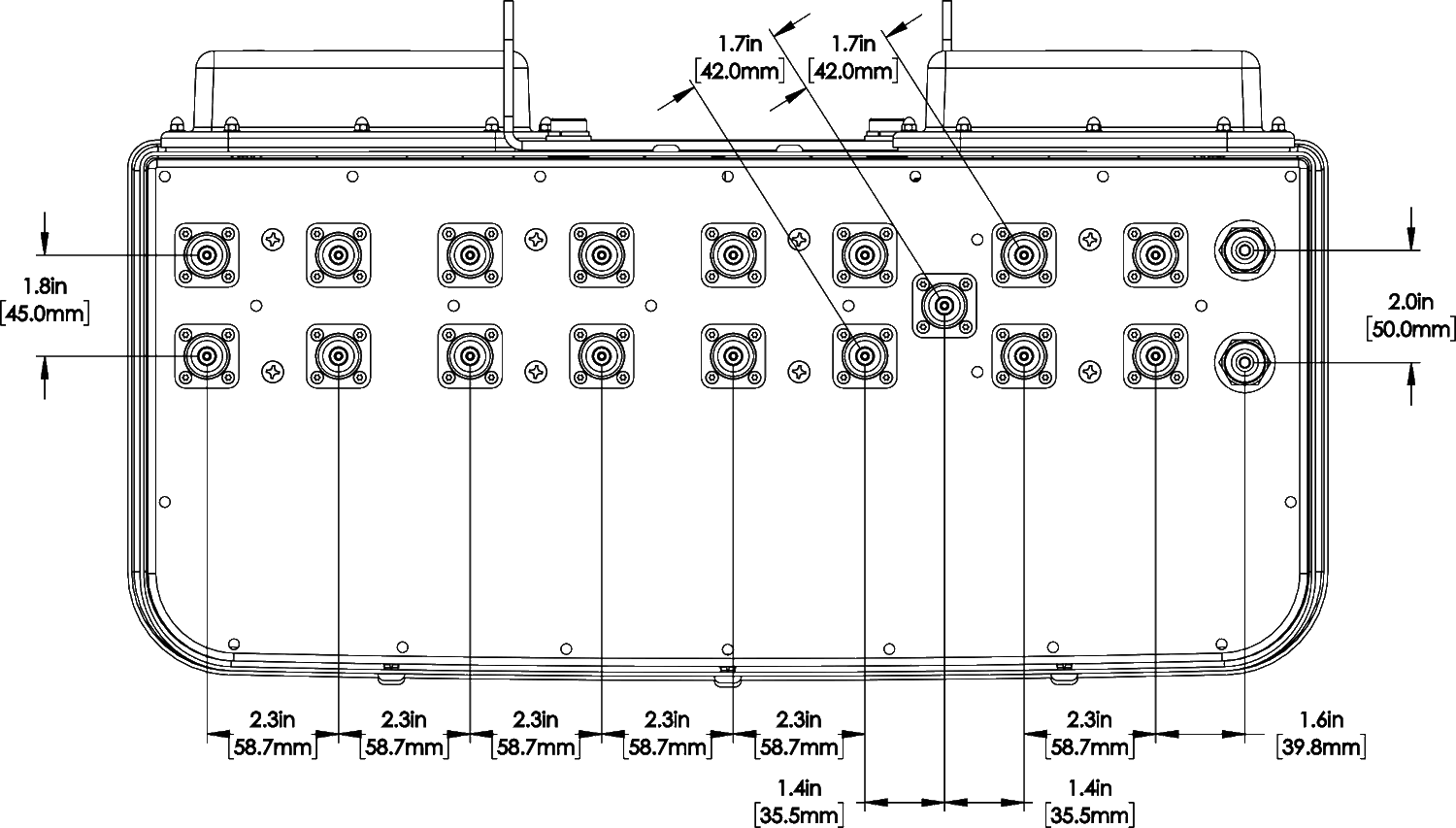 PI 8HBF4RBUH8NA Connector Spacing