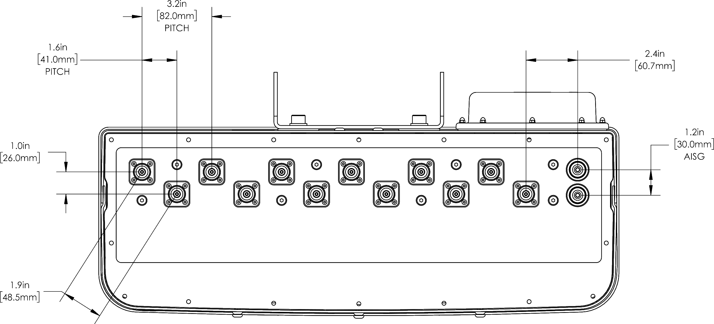 PI DMP45RBU6E Connector Spacing