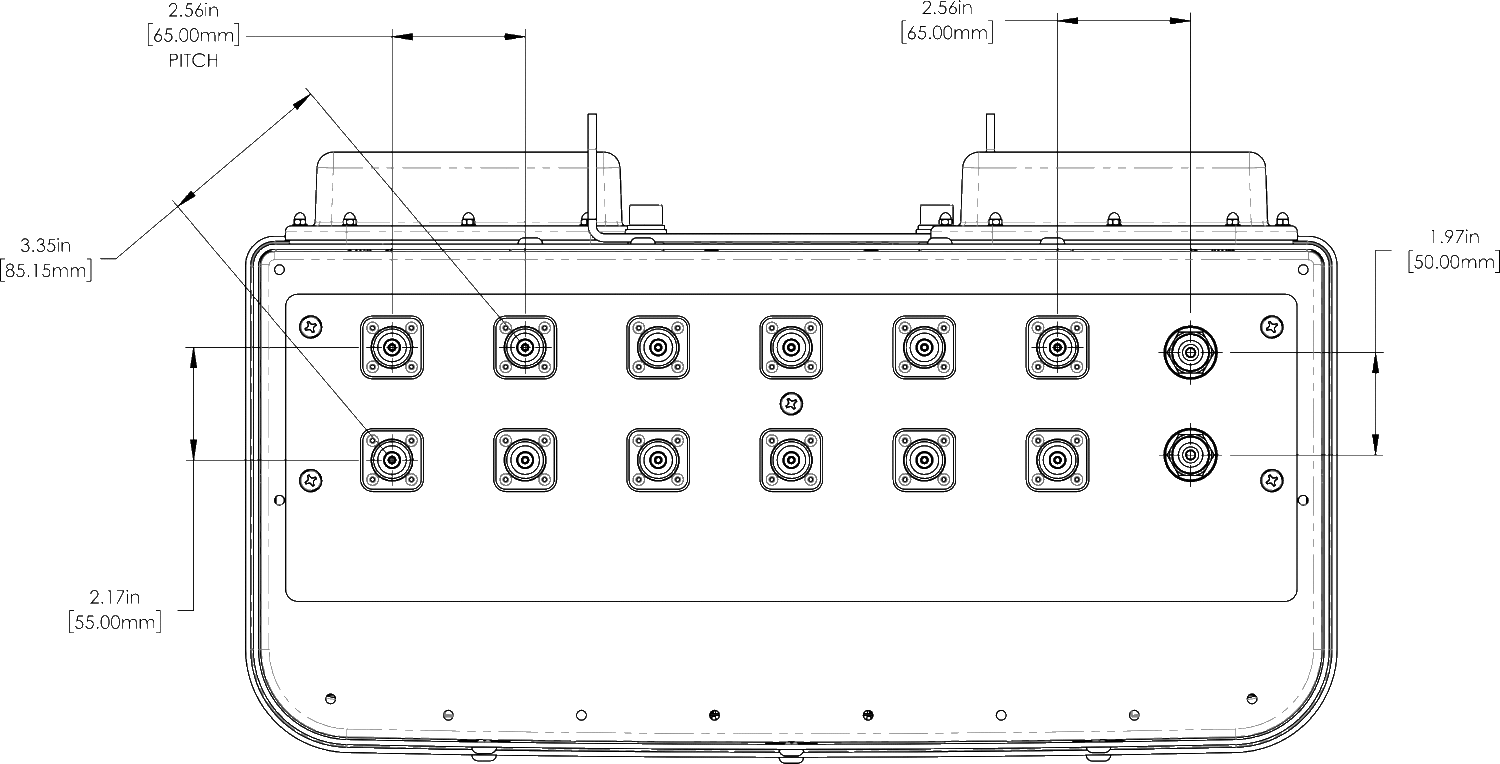 PI DMP65RBU4EA Connector Spacing