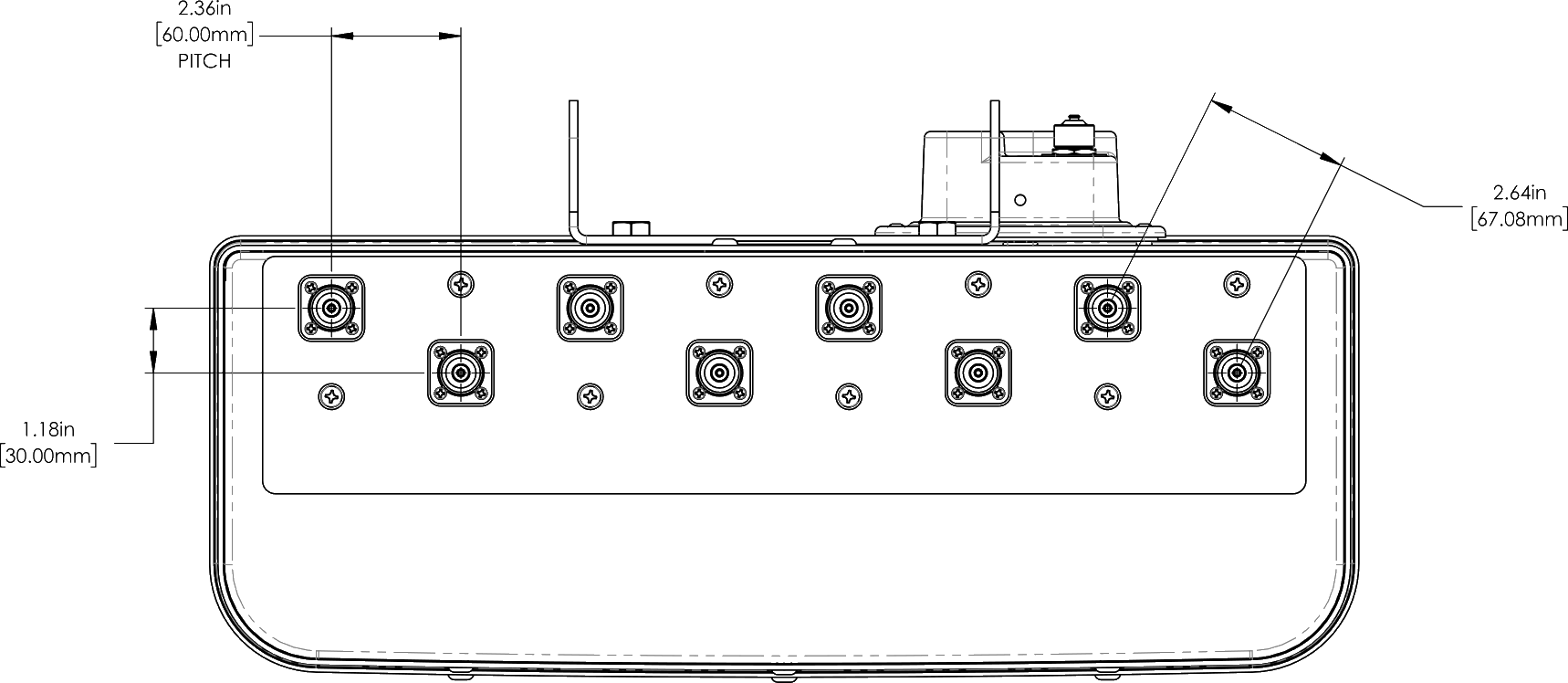 PI DMP65RBU6DA connector spacing