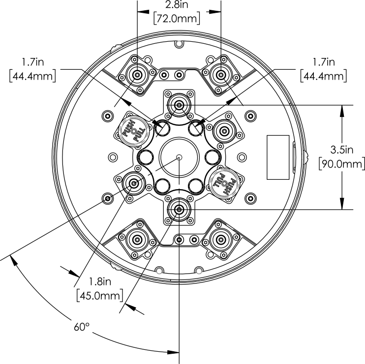 PI SCA360VEJ2BA Connector Spacing