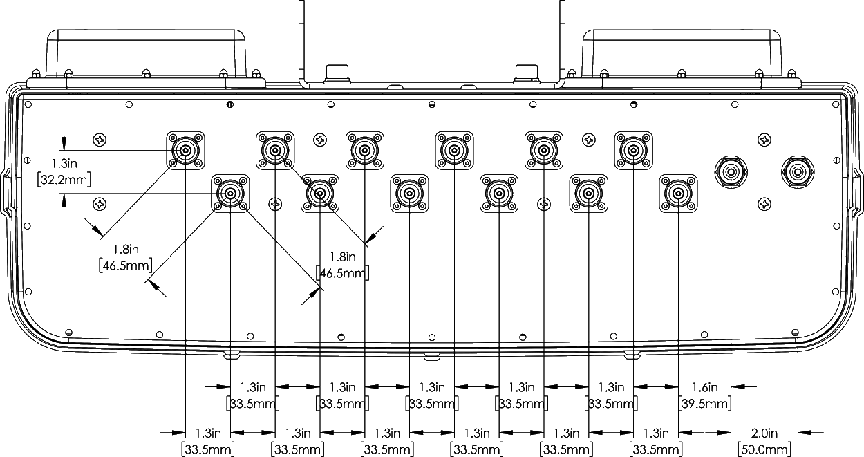 PI TPA65RBU8G Connector Spacing Diagram