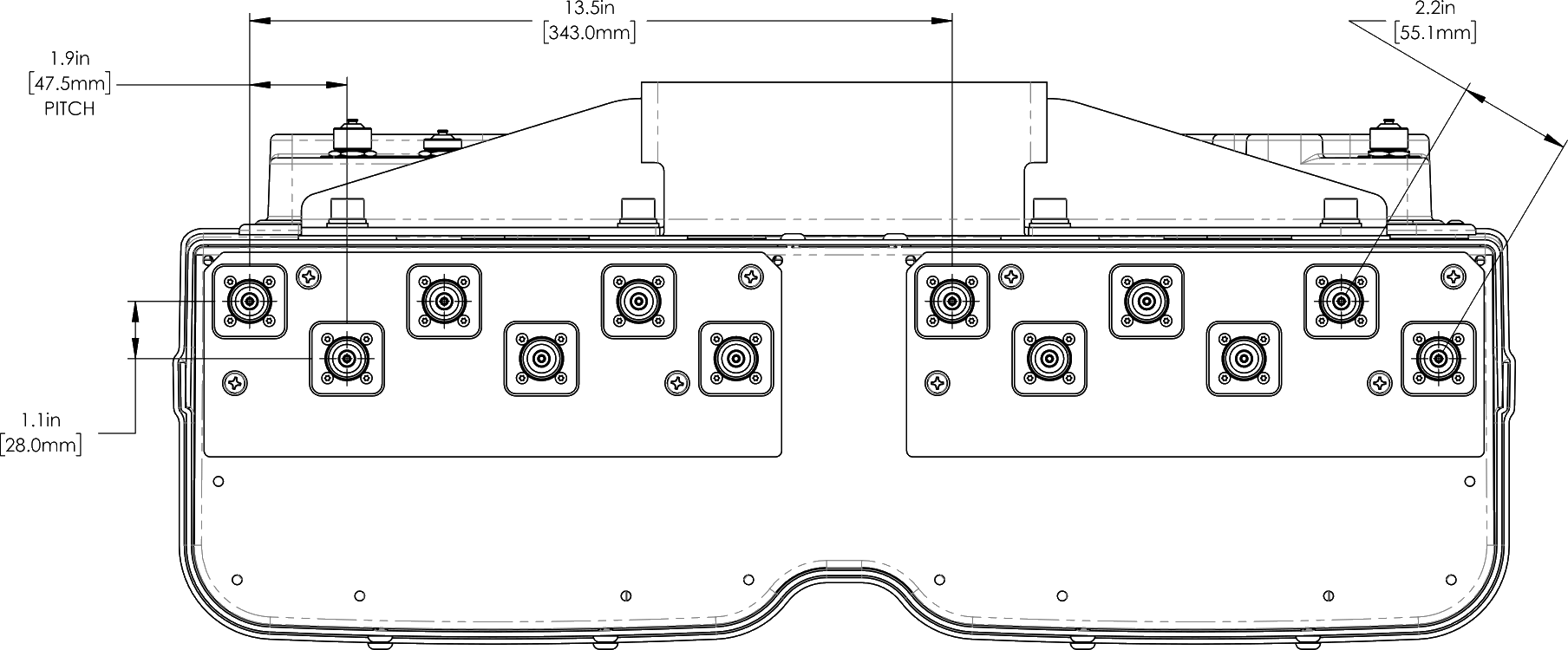 PI TPA65RGE4AA Connector Spacing